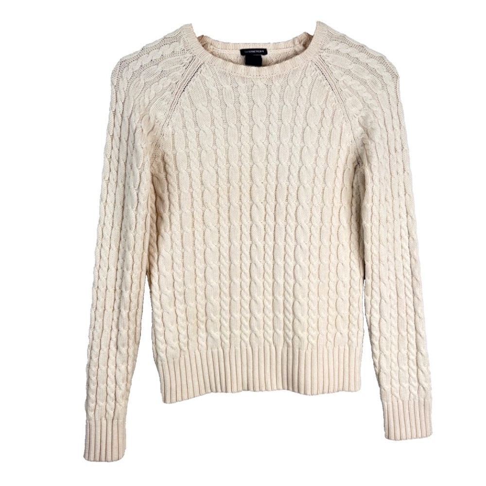 VTG Gap Cable Knit Sweater S Cream Crewneck Old Money Minimalist Preppy Cottage